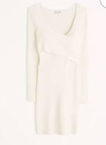 Long-Sleeve Wrap-Front Mini Sweater Dress