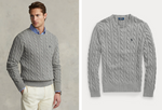 Men Cableknit Crewneck Sweater