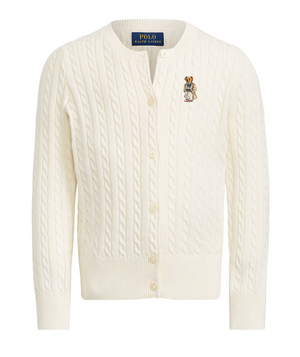 Girls Bear Cableknit Cardigan