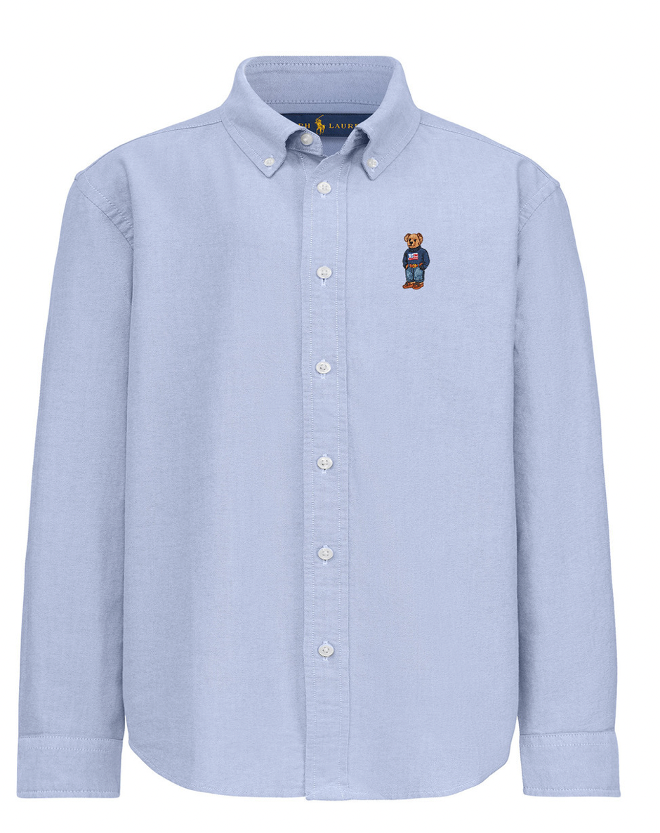 Boys Embroidered Bear Oxford Shirt