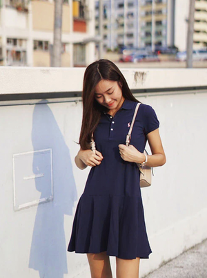 Girls Embroidered Bear Polo Mesh Dress Elephant Clouds Apparel