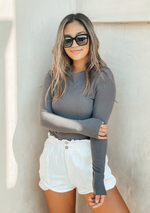 Micro Rib Mock Neck Top