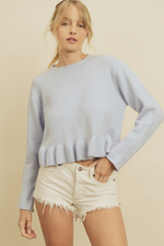 Ruffled Hem Pullover Sweater