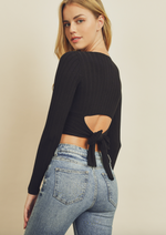 Tie-Back Cropped Knit Top