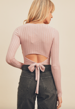 Tie-Back Cropped Knit Top