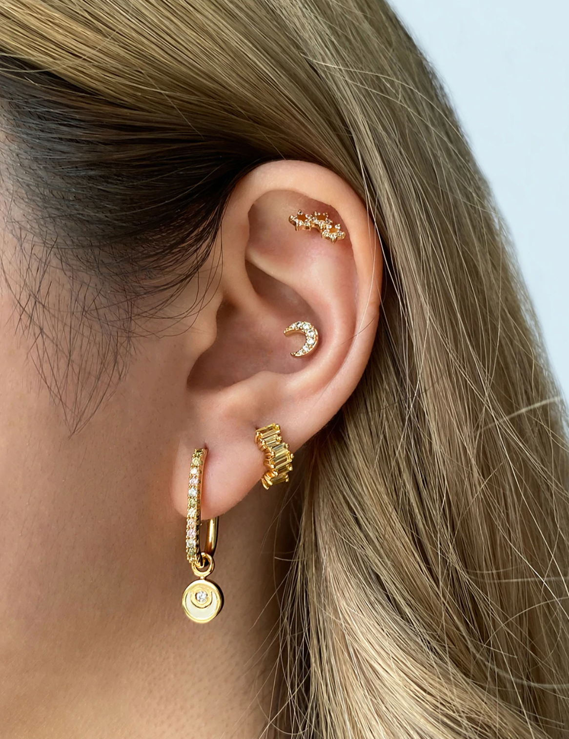 Celeste Pave Gold Hoop Earrings