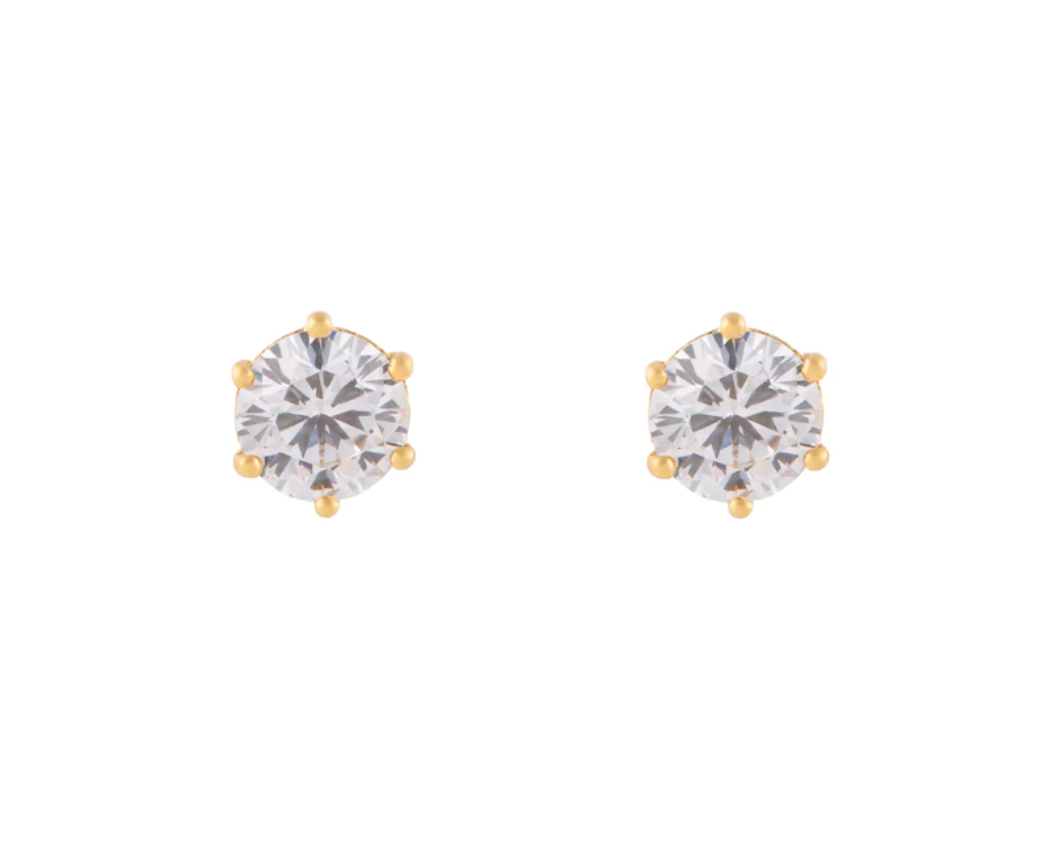 Diamante Gold 6mm Stud Earrings