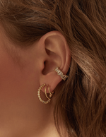 Triple Pave Gold 13mm Hoop Earrings