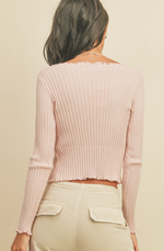 Double Tie Scalloped Knit Top