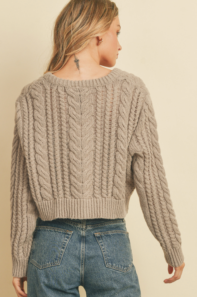 Cable Knit Cropped Cardigan – Elephant Clouds Apparel