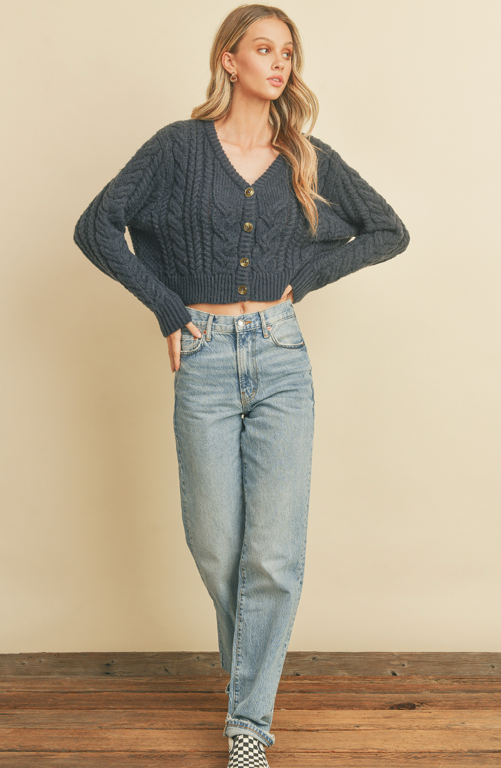 Cable Knit Cropped Cardigan – Elephant Clouds Apparel