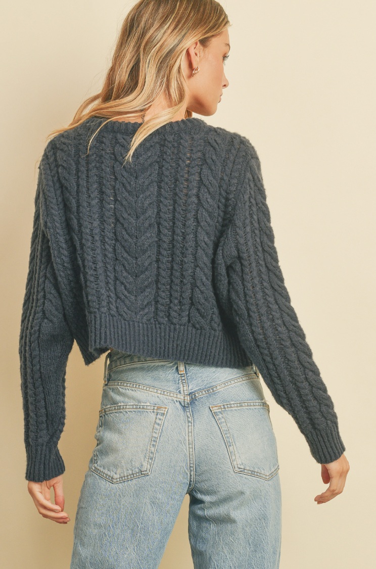 Cable Knit Cropped Cardigan – Elephant Clouds Apparel