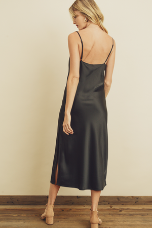 Cowl-Neck Satin Slip Dress