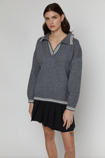 Contrast Trim Collared Sweater