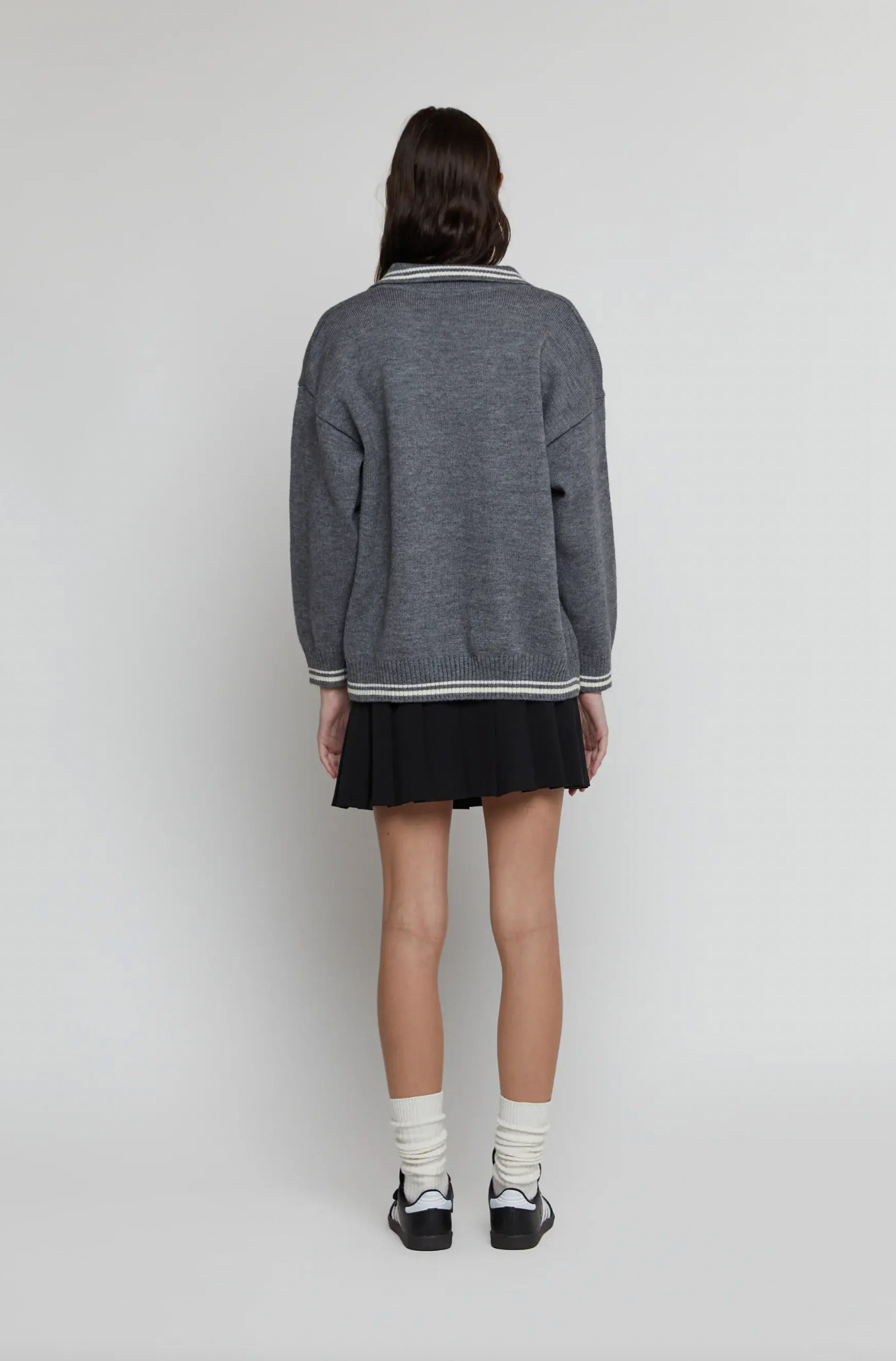 Contrast Trim Collared Sweater