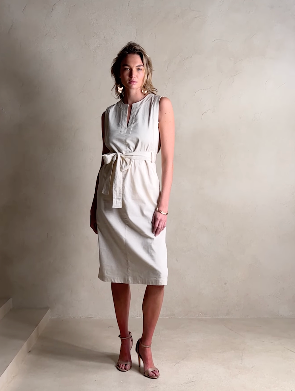 Linen-Blend Shift Dress