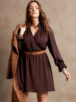 Ruffle Neck Satin Dress