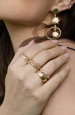 Gold Twisted Link Ring Set