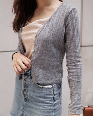 Button-Down Knit Cardigan Top