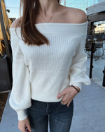 Off Shoulder Puff Sleeve Sweater