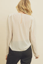 Clip Dot Puff Shoulder Blouse