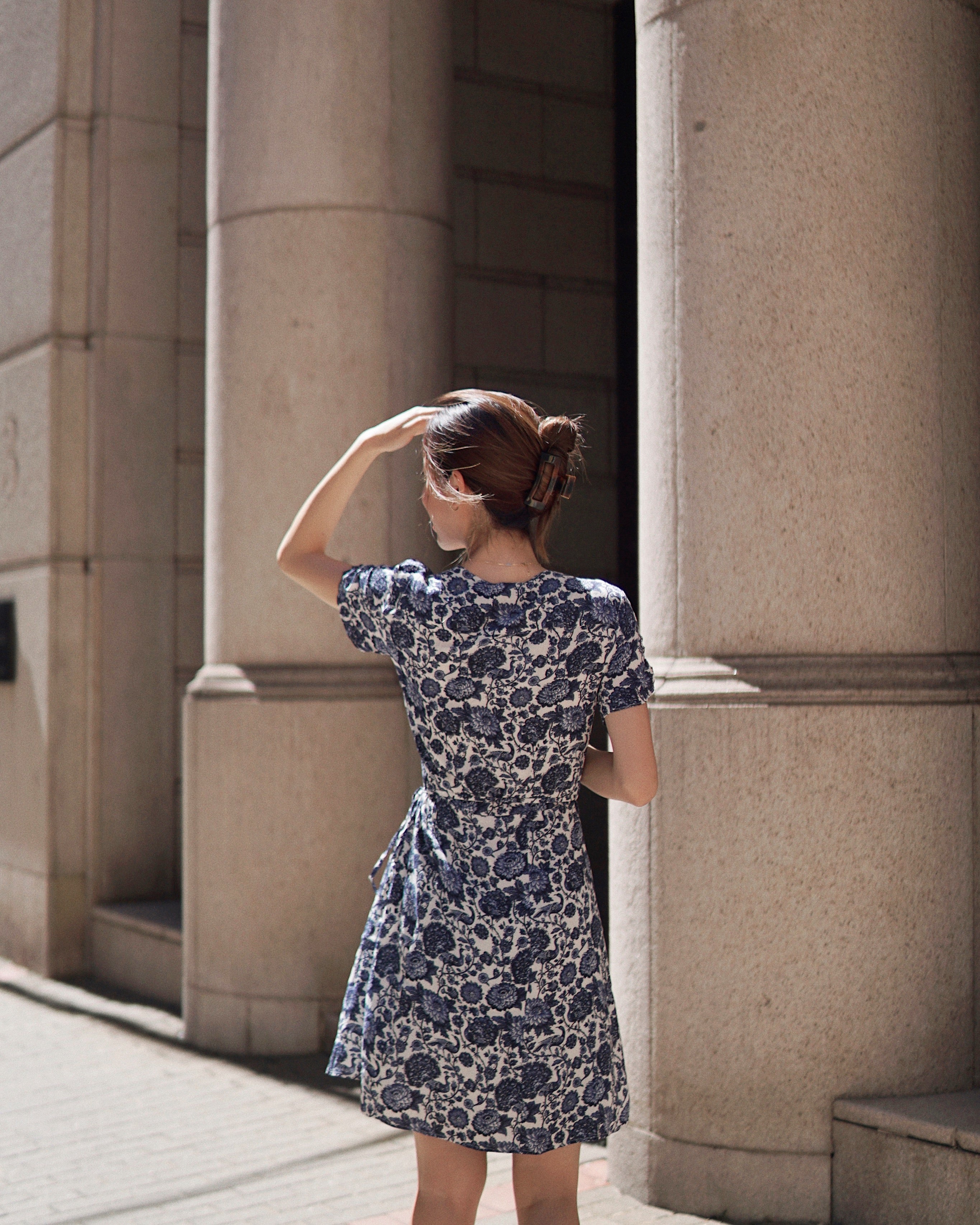 Short Sleeve Mini Wrap Dress