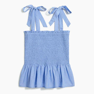Smocked Tie-Shoulder Top