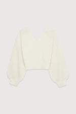 Balloon-Sleeve V Neck Sweater