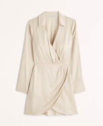 Satin Drapey Shirt Dress