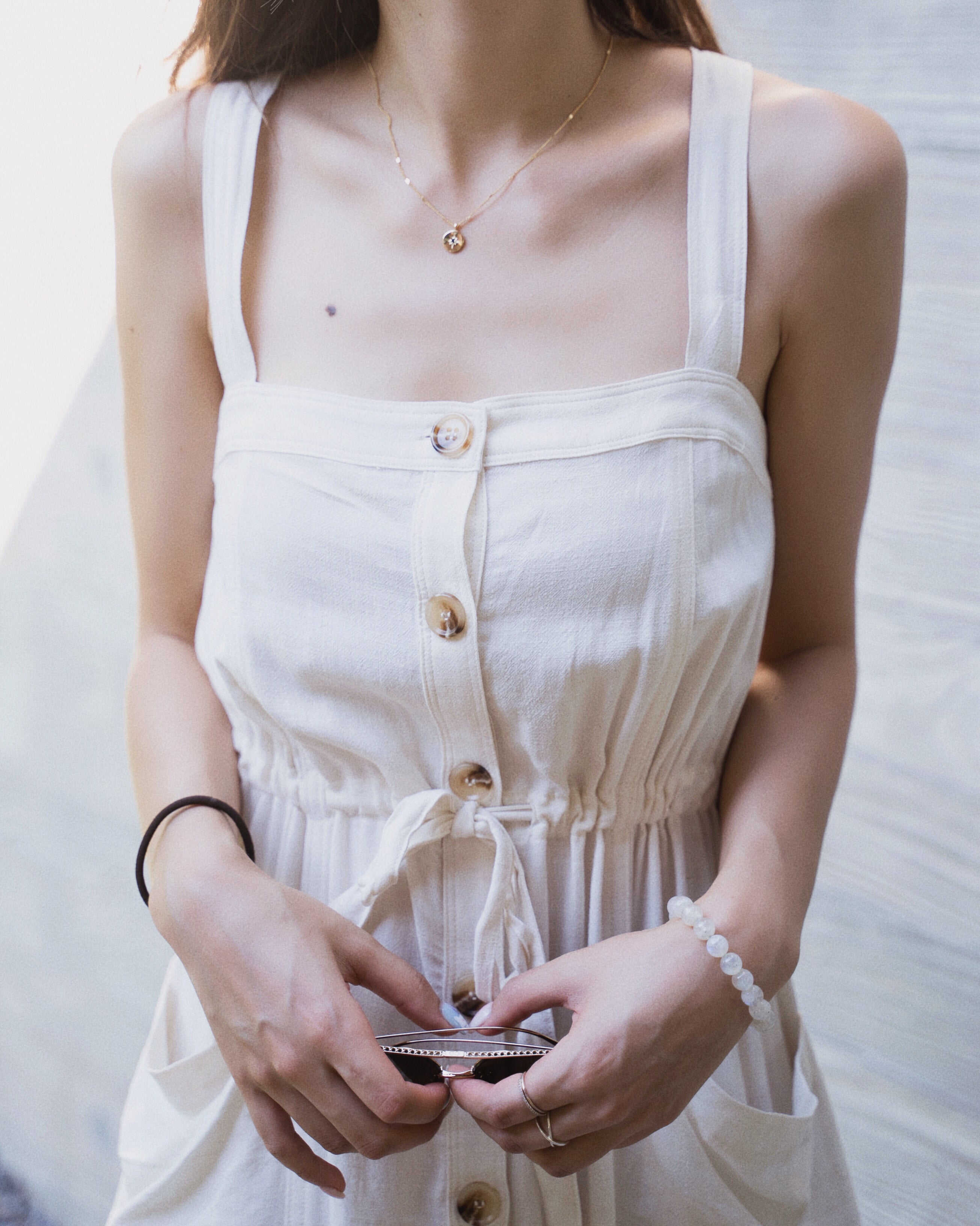 Strap Tank Button Down Tiered Dress