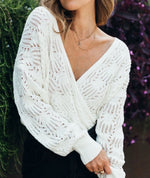 Pointelle Wrap Sweater