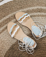Wave White x Blue Handmade Sandals