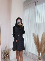 Pinstripe V-Neck Mini Dress