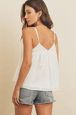 Striped Eyelet Triangle Cami Top
