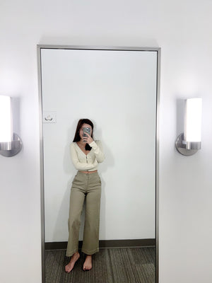 Cropped Twill Wide Leg Pant