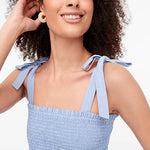 Smocked Tie-Shoulder Top