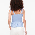 Smocked Tie-Shoulder Top