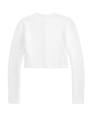 Girls Pointelle Cropped Cardigan