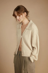 Cable Knit Button Up Cardigan