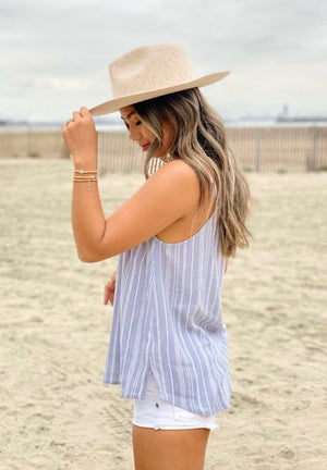 Sandy Striped Button Front Tank Top
