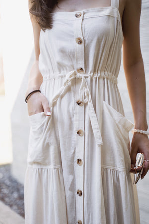 Strap Tank Button Down Tiered Dress