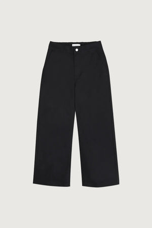 Cropped Twill Wide Leg Pant