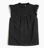 Embroidered Ruffle Sleeve Top