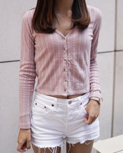 Button-Down Knit Cardigan Top