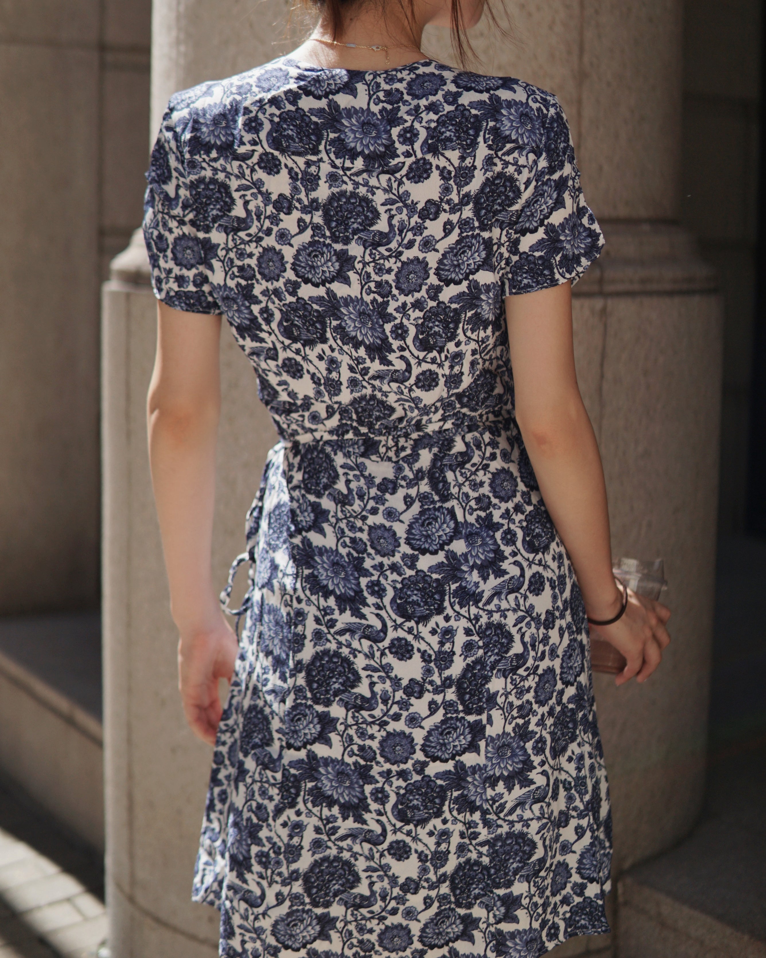 Short Sleeve Mini Wrap Dress