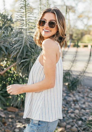 Striped Button Front Tank