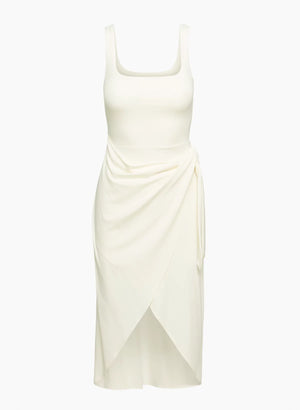 Squareneck Wrap Midi Dress