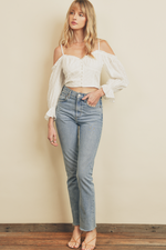 Embroidered Cold Shoulder Top