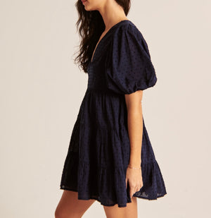 Plunge Puff Sleeve Dress