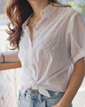 Star Embroidered Button Shirt